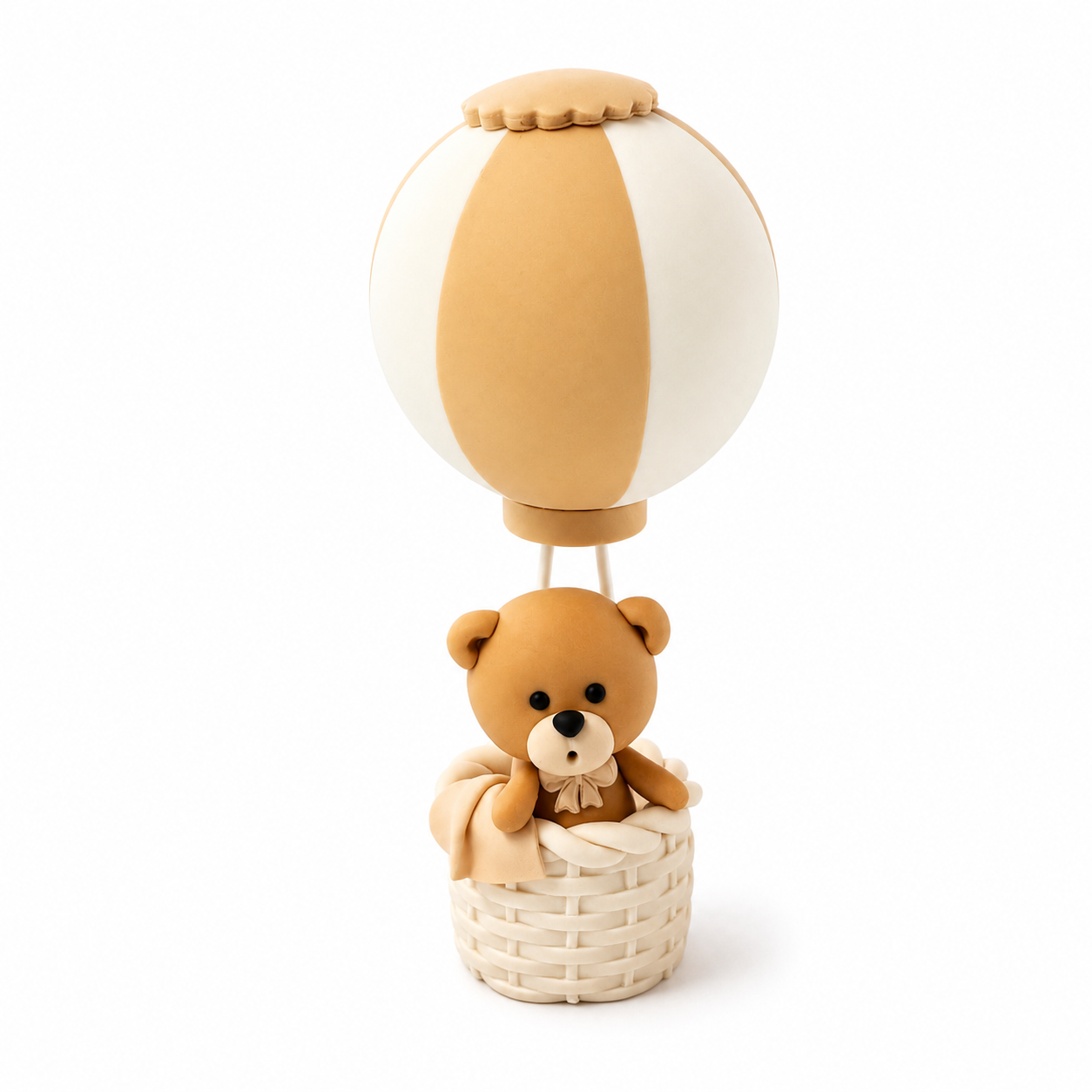 Teddy Bear Hot Air Balloon Cake Topper – Baby Shower & First Birthday Fondant Decorations