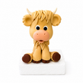 Highland Cow Cake Topper Fondant – Farm Animal Birthday Cake Decoration