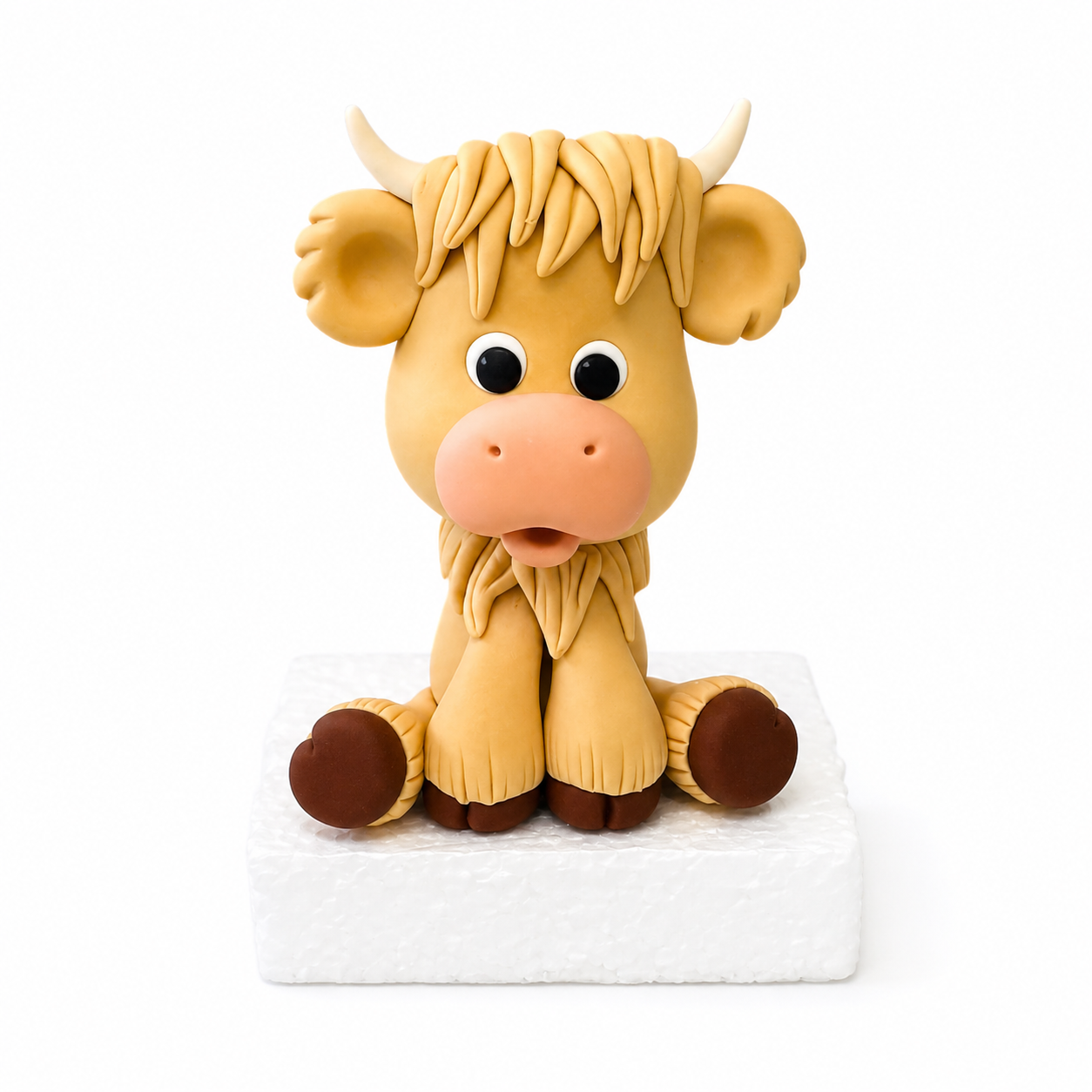 Highland Cow Cake Topper Fondant – Farm Animal Birthday Cake Decoration