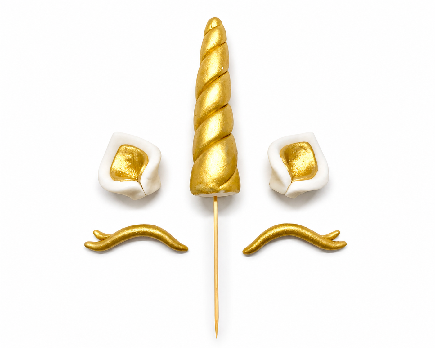 Unicorn Cake Topper Gold – Fondant Unicorn Horn & Ears Cake Decorations