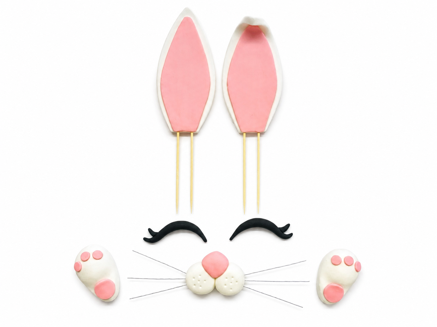 Bunny Cake Topper Kit – Easter Rabbit Fondant Cake Decorations Ears Face Set