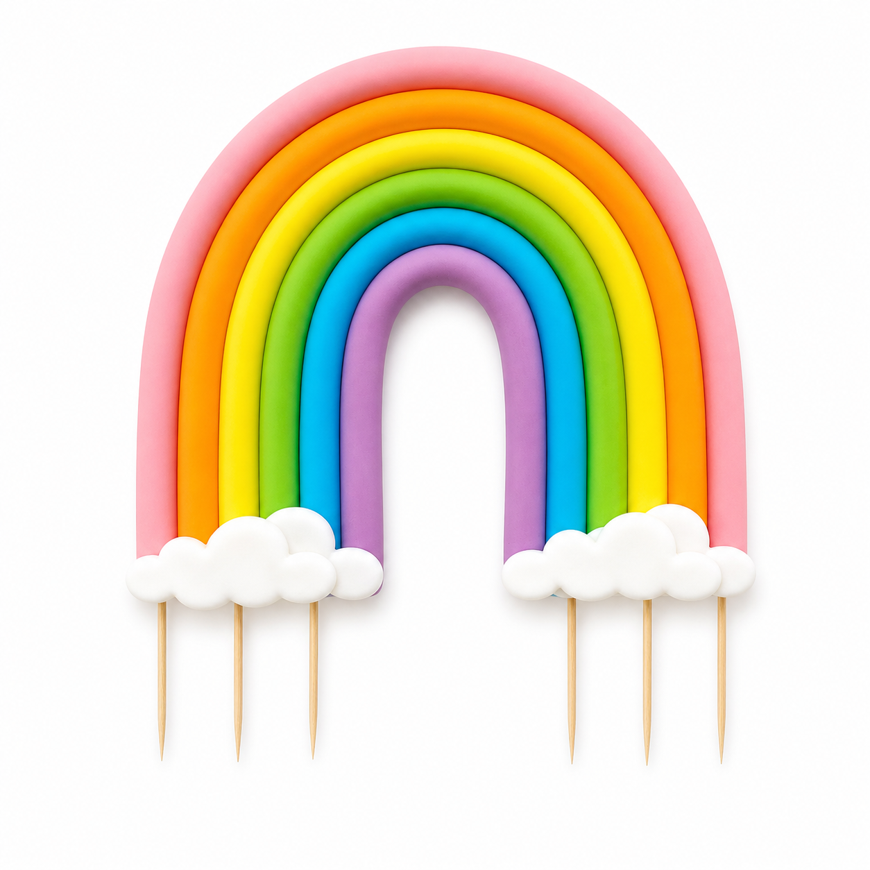 Rainbow Cake Topper Fondant – Rainbow Cake Decorations with Clouds