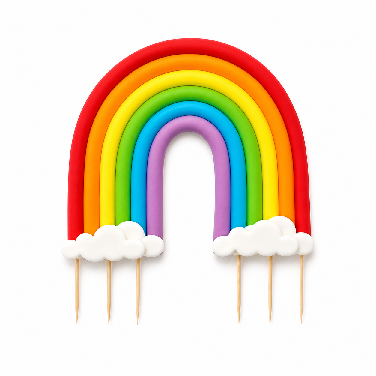Rainbow Cake Topper Fondant – Rainbow Cake Decorations with Clouds