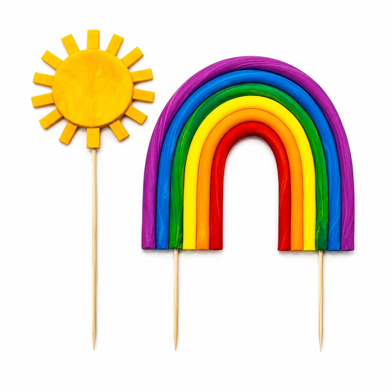 Very Hungry Caterpillar Cake Topper Set – Rainbow First Birthday Fondant Cake Decorations