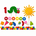 Fondant Hungry Caterpillar cake topper set including name and number personalised and sun dots and food items