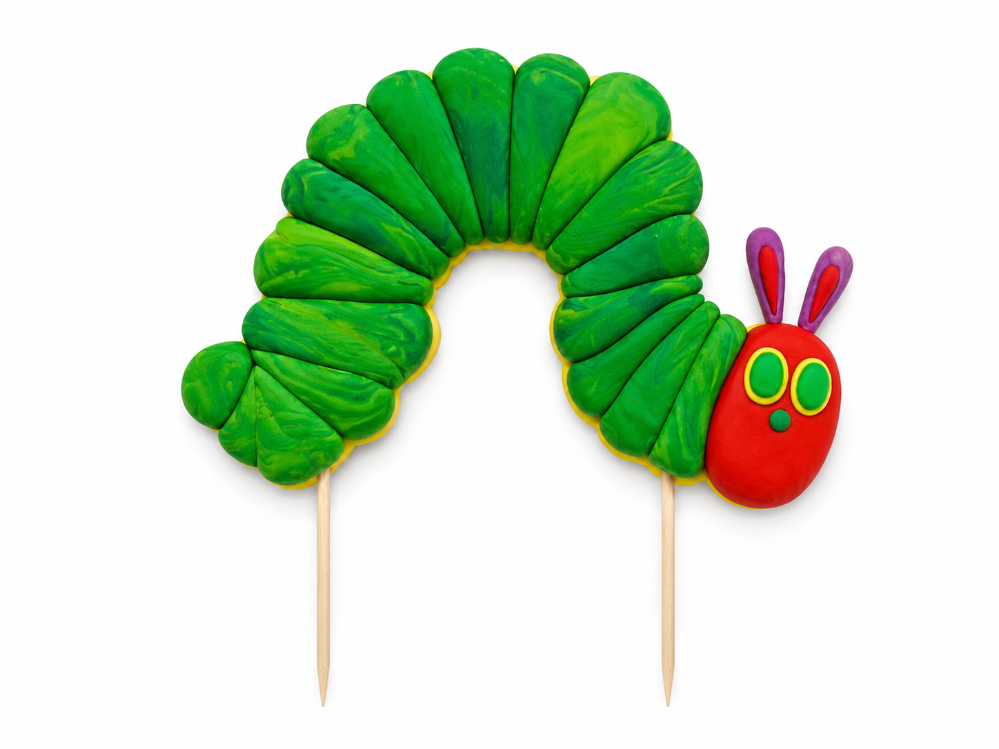 Very Hungry Caterpillar Cake Topper Set – Rainbow First Birthday Fondant Cake Decorations